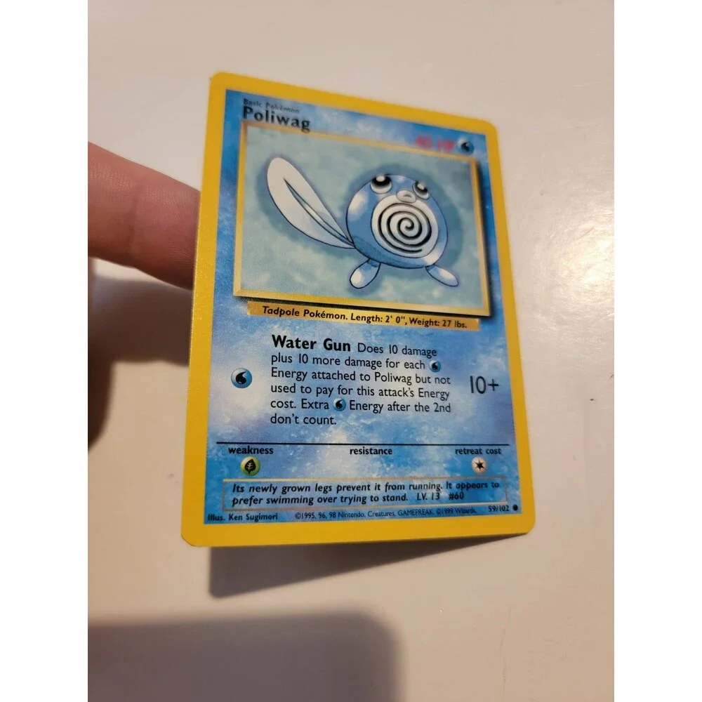 Pokemon Card Base Set 1st Edition Common: Poliwag 59/102 Vintage Euc